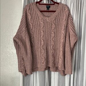 Rue21 Dusty Rose Cable Knit V-Neck Sweater